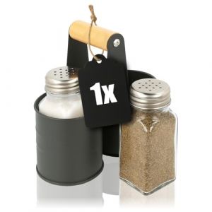 com-four&reg; 3 pi&egrave;ces - M&eacute;langeur &agrave; &eacute;pices en verre - poivre et sel avec support en m&eacute;tal assorti - distributeur pour sali&egrave;re et poivri&egrave;re (01 pi&egrave;ce - avec support) (COM-FOUR  Vertriebs GmbH, neuf)