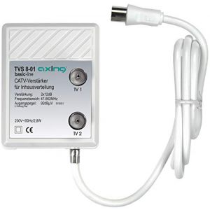 Axing TVS 8-01 Amplificateur à large bande avec 2 sorties (2 x 12 dB) pour TNT et FM ou TV cable (Belondis Store, neuf)