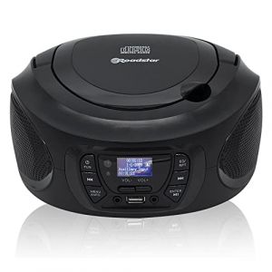 Roadstar CDR-375D+/BK Radio CD Player Portable Dab/Dab+ / FM, Lecteur CD-MP3, CD-R, CD-RW, USB, Stereo, T&eacute;l&eacute;commande, AUX-in, Sortie Casque, Noir (Electroactiva, neuf)