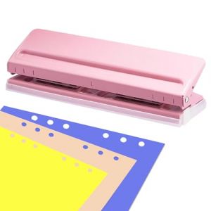 Punch à 6 Trous, Perforatrice de Papier, Perforateur Réglable à 6 Trous, Capacité de Perforation de 6 Feuilles Métal Perforatrice, pour Papier A3, A4, A5, B3, B4, B5(Rosa) (CAAGGMM, neuf)