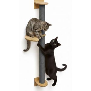 eyepower 102 cm Arbre &agrave; Chat Mural Luna avec 1 Plateau Bois - Poteau &agrave; Griffer en Sisal avec Fixation Murale - Griffoir Bambou pour Chats d&rsquo;Int&eacute;rieur - &Eacute;l&eacute;ment d&rsquo;Escalade pour Griffer - Mur Grimper (einspreis, neuf)