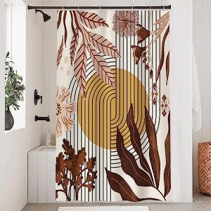 Uiiooazy Rideau Douche Abstrait, Rideau Douche Anti Moisissure 120x200cm Abstrait Soleil Gelb Fleur Rose Rideaux de Baignoire Tissu Lavable Imperméable Polyester Rideaux Salle de Bain avec 8 Crochets (dongguibinjingpinxiaodianpu, neuf)