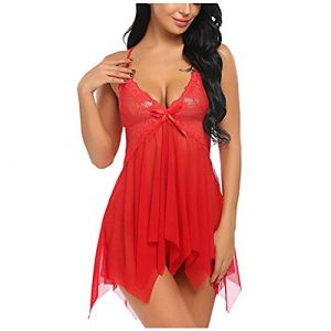 Cocila Lingerie Cuir Soldes Collant Body Sexy Soldes Femme String sous Vetements Dentelle Vetement Coquin Transparent Lingerie Tulle Porte Jarretelles Robe Col Benitier Masque en Tissu Noir Blanc (CHOHJIA, neuf)