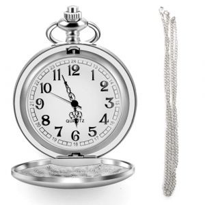 Montre de Poche Vintage &agrave; Quartz avec Cha&icirc;ne en Acier Inoxydable, Cha&icirc;ne Montre Gousset Ancienne &agrave; Chiffres Romains Classiques Alliage, Cadeau Parfait pour Hommes et Femmes F&ecirc;te d&rsquo;Anniversaire (FangLeXiaoYun, neuf)