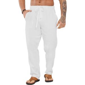 LVCBL Pantalon en Lin Homme Blanc Pantalon en Lin Homme Leger Blanc 3XL (ewinsunbala, neuf)