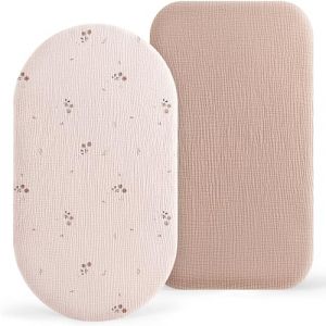 Susurration Lot de 2 Draps Housses Cododo pour Lit B&eacute;b&eacute;,100% Coton Mousseline Draps Housses Poussette Lit de Voyage et Couffin 50x90cm (Fleur d'oranger) (Allkim, neuf)