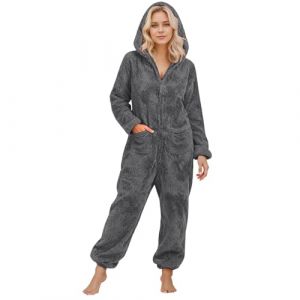 Pyjama Combinaison Femme Hiver Pilou, Unisexe Grenouill&egrave;re Adulte Pyjama Pilou Pilou Onesies Cosplay Costume Nouveaut&eacute; Combi Pyjamas Peluche Confortable V&ecirc;tements De Maison Carnaval Costumes Siamois (FATUS, neuf)