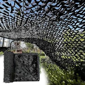 Filet de Camouflage Noir 3x7m(9.8x23ft),Filet ombrage Camouflage, Filet de Camouflage Militaire, pour Le Jardin, la Chasse, Le Camping, Accessoires de Camouflage (Ronglibai, neuf)