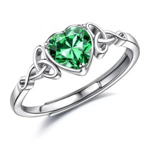 JeweBella Bague Argent 925 Femme Reglable Bague Pierre de Naissance Coeur Brillant Alliance Femme Bague de Fiancailles Bague Promesse Mariage Bague Pouce Bague Femme Argent Bijoux avec Boîte Cadeau (MOY-UK, neuf)
