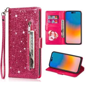 FERLAN Coque pour Huawei P30 Pro, Flip Case Étui Paillette Glitter Bling Portefeuille en Cuir Housse avec avec Fentes de Cartes Fonction Support, Fermeture Magnétique- Rouge (BiBoDan, neuf)