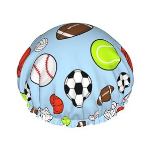 Bonnet de douche imperméable pour football, rugby, baseball, basket-ball, bonnet de bain élastique pour cheveux, protection de l'environnement, bonnet de bain pour cheveux, double couche imperméable (MiddleWen, neuf)