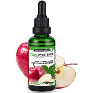 ALPHAPOWER FOOD Stévia Gouttes de pomme rouge - arôme alimentaire naturel I Édulcorant Liquide - très concentré 1 x 50 ml. flavour Stevia drops, Flavdrops (ALPHAPOWER FOOD, neuf)