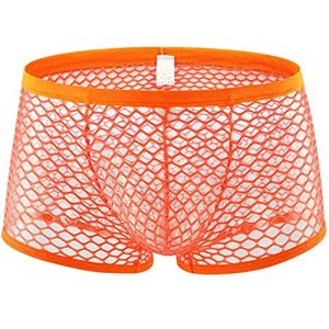 Kwelt Homme sous-v&ecirc;tements Lingerie Homme Boxer R&eacute;sille Transparente Slip Respirante Cale&ccedil;on Briefs,M,Orange (JIEMINGJINGXUAN, neuf)