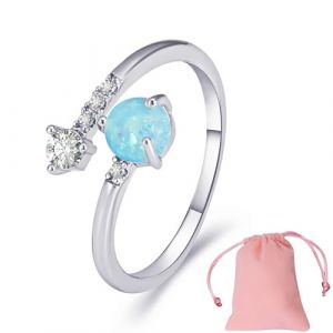 JCUGSBS Bague Pierre De Lune Pour Femme Fille Bague Argent Ajustable, Bague Triangle Zirconium, Ovale Rond Coeur Pierre Précieuse Bague Bijoux Pour Elle (GuangZhouJieChunMaoYiYouXianGongSi, neuf)