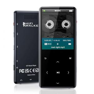 192GB Portable MP3 Player with Bluetooth 5.0, 2.4" Srceen Music Player Built in Speaker, Mini Voice Recorder with 128GB TF Card, Touch Buttons, Voice Recorder, E-Book, Earphones Black (QtumTek, neuf)