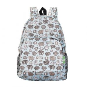 ECO CHIC Sac à dos pliable léger | Sac à dos durable résistant à l'eau | Se replie dans une pochette pour le rangement (Mouton mignon Bleu) (Eco Chic London, neuf)