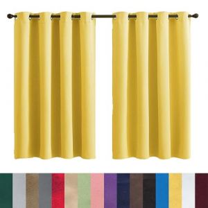 GAIFNAG Rideau Occultant &agrave; Oeillets 80 x 240 cm 100% Polyester/D&eacute;coration/Anti Bruit/Lavable avec Oeillets Rideaux en Lin pour Mariage de No&euml;l Chambre, Jaune (LvLiangShiLiShiQuGaiFangDianZiShangWuYouXianGongSi, neuf)
