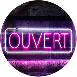 Ouvert Open Shop Bar Club Restaurant Décor Dual Color LED Enseigne Lumineuse Neon Sign Blanc et violet 300 x 210mm st6s32-i3210-wp (ADV PRO, neuf)