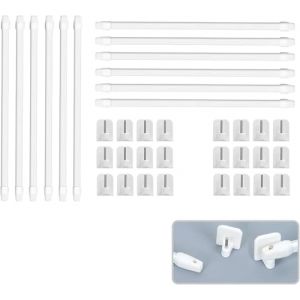 ALLBASA Tringle rideaux, barre de douche, barres de virage extensible tringle a rideaux, tringle rideau sans percage r&eacute;glable, pour fenetre (12pcs(50-80)+crochet) (Allbasa166, neuf)