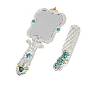 Miroir de Maquillage Pliable, Th&egrave;me Ch&acirc;teau Antique, Ensemble de Peignes Miroir Vintage en Alliage de Zinc pour Usage Domestique et Voyage, Haute clart&eacute; et Design Exquis (Yokuna eu, neuf)