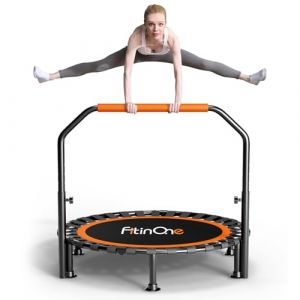 FitinOne Mini Trampoline de Fitness de 204 kg, diamètre 101 cm, Trampoline d'exercice Portable avec poignée en Mousse réglable, Trampoline de Fitness pour Adultes et Enfants (OnetoHealth, neuf)