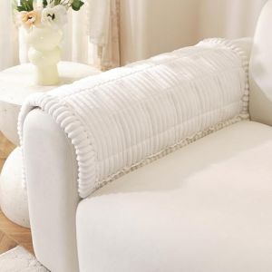 TANTEC Housse d'accoudoir,Housse Canap&eacute; 3 Places avec Accoudoirs,Couverture Canap&eacute; d'angle en L Antid&eacute;rapant en Velours Lavable pour Chien Chat Enfant,Blanc 70x70 cm (Dingxiang EU, neuf)
