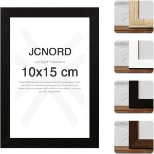 JCNORD Cadre Photo en Bois MDF Noir de 10x15 cm Avec Verre Plexi Incassable | Cadre Photo Moderne Pour Murs et Tables (Frame more, neuf)
