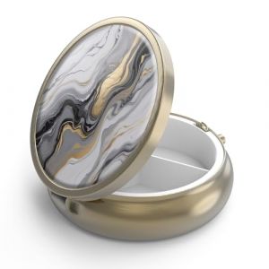 Petit pilulier r&eacute;tro avec miroir &agrave; 3 compartiments pour sac &agrave; main ou poche Bronze Petit pilulier rouge ou vitamines, huile de poisson, compl&eacute;ments, pilules contenant des cadeaux de voyage (marbre (CHENYIMEI, neuf)