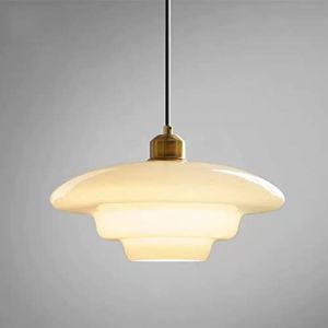 FFOCCO Art Home Decor Lampes suspendues de chevet en verre blanc pour table de salle &agrave; manger Plafonnier en laiton &agrave; 1 lumi&egrave;re pour &eacute;clairage d'entr&eacute;e de lumi&egrave;re d'&icirc;lot de cuisine Present (jingjinglighting, neuf)