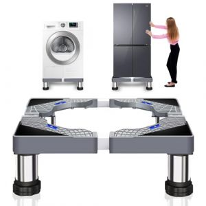 Bocguy Support Machine a Laver, Socle Machine a Laver, Largeur Réglable 40-60cm, Avec 4 pieds Stable pour Machine à Laver, pour Réfrigérateur, Machine à Laver, Sèche-Linge, Congélateur (BOJIEDIANZI, neuf)
