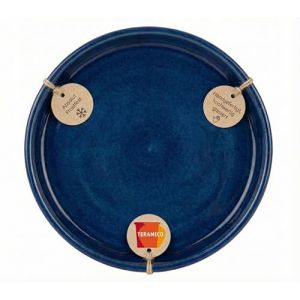 teramico Abreuvoir/Assiettes/Soucoupe pour jardini&egrave;res, Pots de Fleurs, Bleu, Blanc, Anthracite, &eacute;maill&eacute;s en gr&egrave;s, 24 &agrave; 42 cm, r&eacute;sistant au Gel (32 cm, Bleu Roi) (Teramico, neuf)