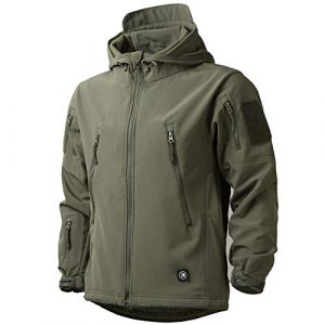 Veste imperméable à capuche, de style décontracté, pour hommes, veste avec doublure en polaire Softshell, veste de course tactique militaire, idéale pour le travail, la pêche, l’escalade, Vert XXL (Color Rush, neuf)