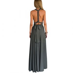 Femme Robe Longue de Cérémonie Chic Robe Ado Multi-Style Sexy Taille Haute sans Manche Robe Fille d’Eté Bandage de Soirée Cocktail Demoiselle d'honneur Mariage Fête Aniversaire Gris Foncé S (IBTOMCASTLE, neuf)