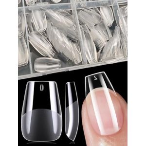 XIAOHEBAN 600Pcs Capsule Americaine Ongle Court Ballerine- 12 Tailles, Faux Ongles Capsule Ongle Gel x Pose Americaine Coffin Court Pour D&eacute;Butant De Manucure Et Diy Nail Art at Home - Transparent (EU BB Store, neuf)