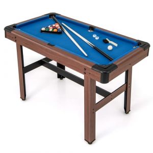 COSTWAY Table de Billard Americain avec Accessoires(2 Queues, 16 Boules, Triangle, 2 Craies, Brosse), Jeu de Billard avec Pieds R&eacute;glables, Coussin de Protection, 122 x 61 x 76 cm (Bleu) (FDS GmbH, neuf)