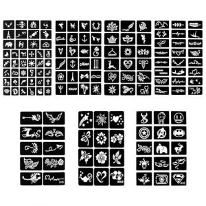 Alaoo 14 Feuilles Pochoir Main Tatouage Temporaire, RéUtilisables Tatouage Visage Pochoir, Tatouage Corps Temporaire Autocollantsde Pour Femmes Filles Et Adolescents (Alaoo, neuf)
