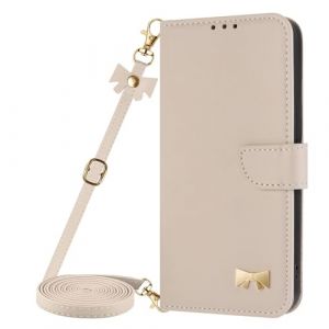 Belzsxy Coque avec Cordon Collier pour R&eacute;glable Honor X5C Plus,Coque Etui avec Carte &agrave; Rabat Clapet Portefeuille en Cuir Pochette Antichoc Flip Case &Eacute;tui Cover Housse Protection Compl&egrave;te,Blanc (Belzsxy, neuf)