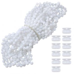 Chainette Store Enrouleur de 5 Mètres, Cordon de Chaîne à Perles avec 10 Connecteurs d'Accouplement de Store pour Remplacement de Store Enrouleur, Store Venitien Accessoires de Réparation (Blanc) (Renhu-shop, neuf)