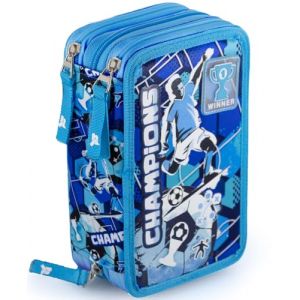 Julian Ross Trousse Scolaire Complète 45 Pièces – Kit Créatif Triple Compartiment avec Stylos Gel Effaçables, Crayons 4.0 mm, Feutres – Idée Cadeau Garçon Football Bleu (clondo, neuf)