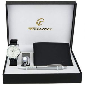 Coffret cadeau Montre Homme - Blanc - Portefeuille - Outil Multifonction LED - Stylo (FDO CONCEPT, neuf)