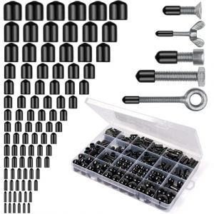Realure 350 Pièces Embouts Caoutchouc pour Vis, Tube Rond Bouchons Caoutchouc, PVC Protecteurs de Filetage de Vis en Plastique Φ 1.5/2/2.5/3/3.5/4/5/6/6.5/7/8/9/10/13/15mm(15 Tailles) (QYYX-TRADE, neuf)