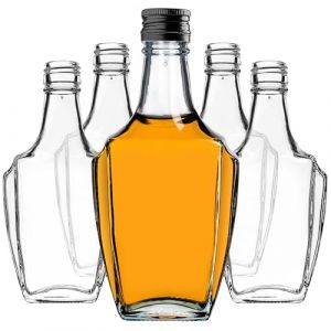 KADAX Lot de 5 bouteilles en verre de 250 ml avec bouchon &agrave; vis - Bouteilles vides &agrave; remplir - Bouteilles de liqueur en verre - Petites bouteilles d'alcool - Bouteilles de jus - Noir (KADAX, neuf)