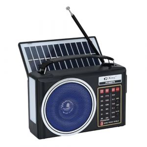 Radio r&eacute;tro Portable, Radio Bluetooth AM/FM/SW compacte avec Panneau Solaire, &eacute;clairage LED Portable, Batterie Rechargeable, Support pour Carte TF/USB-MP3 Player (Bleu) (Lycheer, neuf)