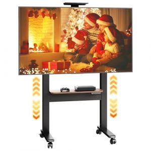 OffiGo Support TV roulettes &eacute;lectrique pour T&eacute;l&eacute;viseurs de 32 &agrave; 70 Pouces, Pied TV R&eacute;glable en Hauteur avec 2 &eacute;tag&egrave;res, VESA Max. 600x400, Support Tele sur Pied Max. 60 kg pour Salon, Bureau (hksy, neuf)