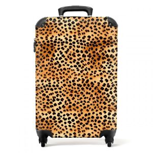 NoBoringSuitcases.com&reg; Valises, Bagages a Main Cabine 55x35x25 10kg, Luggage, Suitcase, Rigides 4 roulettes, De Voyage, Cadenas Avion, Ultra l&eacute;g&egrave;re, Poign&eacute;e Extensible, Motif l&eacute;opard Clair (NoBoringSuitcases, neuf)