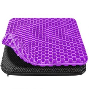 Coussin Gel Anti-Escarre, Ergonomique pour Chaise de Bureau, Voiture et Fauteuil Roulant, Respirant avec Housse Amovible (Violet, 43 * 39 * 4) (YANHUANGCHUHAI, neuf)