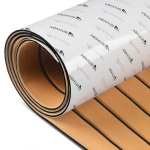 Abahub Revêtement Bateau Moquette Marine Bateau Teck Bateau Raccord EVA Mousse Adhésif Bateau Plancher Antidérapant Faux Teck Marine Bateau Tapis Terrasse pour Bateaux Yacht Plancher Piscine 243x91cm (Abahub EU, neuf)