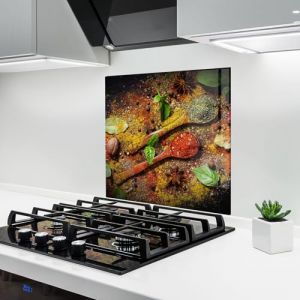 ARTHUB® Crédence de Cuisine en Verre 60x60 cm, Oriental Spices | Protection Contre Les éclaboussures, Revêtement Mural en Carreaux, Plaque en Verre, Verre trempé, Aliments, Épices (ARTHUB - wall decor, neuf)