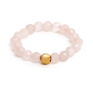 BERGERLIN Bague en quartz rose v&eacute;ritable avec perle en or - Perles facett&eacute;es - Taille L (BERGERLIN, neuf)