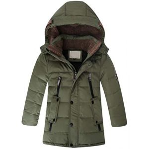 Vogstyle Blouson Gar&ccedil;on Fille Doudoune Capuche Manteau d'hiver Mode Chaud Poches V&ecirc;tement Enfant Vert arm&eacute;e 130cm (6-7 ans) (ftcayanz, neuf)